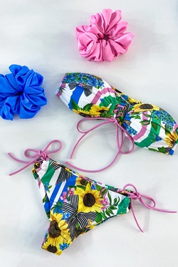 Keep on shining бански бикини с ниска талия - розово