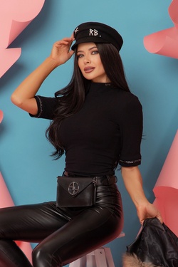 One More Kiss Блуза с 3/4 Ръкав - Тъмен Никел Синджир