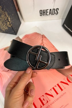 Alessa logo черен колан - тъмен никел тока