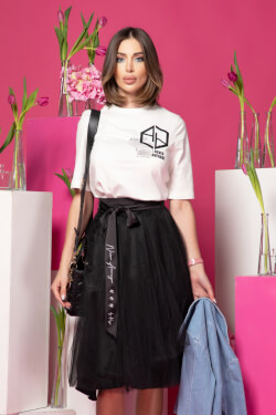 Street Style Star T-Shirt От Памук - Ecru