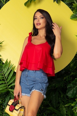 Piece Of Paradise Ruffles Топ - Red