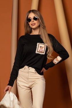 Bear hug Пуловер От Плетиво - Black