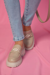 Luxury Step Лачени Лоуфъри - Nude - Изображение 5