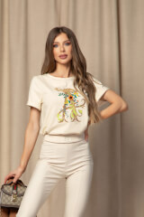 Alessa Royalty T-Shirt с бродерия - Soft Beige - Изображение 7