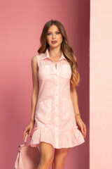 Sweet Escape Рокля от лек памук - Powder Pink - Изображение 8