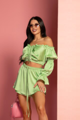 Urban Oasis Ruffles Къс Панталон - Green - Изображение 11