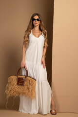 Boho Beauty Дълга Рокля - Ecru - Изображение 8