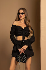 Urban Oasis Ruffles Къс Панталон - Black - Изображение 9