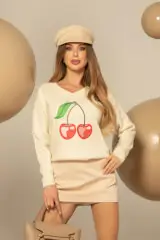 Cherry on Top Пуловер От Плетиво - Cream - Изображение 6