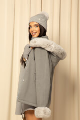 Winter Pulse Зимно Палто -  Бомбър От Кашмир - Grey - Изображение 8