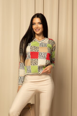 Cozy Elegance Пуловер От Плетиво - Red/Green - Изображение 8