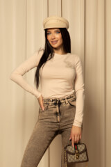 Alessa Dream Блуза С дълъг Ръкав и бродерия - Soft Beige - Изображение 5