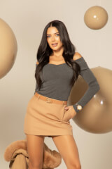 Ribbed Serenity Блуза-Лодка - Anthracite - Изображение 18