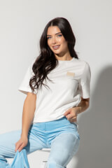 Alessa Active T-Shirt От Памук - Ecru - Изображение 4