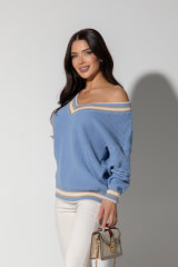 Touch of Elegance Пуловер От Плетиво - Cloud Blue - Изображение 6