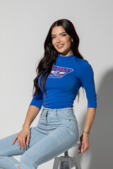 Stylish Everyday Блуза С 3/4 Ръкав - Blue - Изображение 7