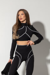 Prime Active Кроп-Топ С дълъг Ръкав - Black/White - Изображение 9