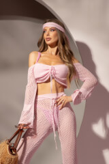 Аксесоар за коса от плетиво - Light Pink - Изображение 5