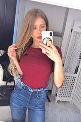 Alessa Everyday блуза с 3/4 ръкав - бордо - Изображение 2