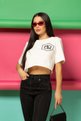 For Your Eyes Only Къс T-Shirt От Памук - Ecru - Изображение 8