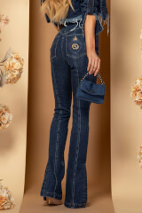 Luxury Classic Дънки С Шлиц - Dark Blue - Изображение 14