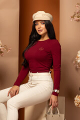 Flawless Flow Блуза С Дълъг Ръкав - Burgundy - Изображение 6