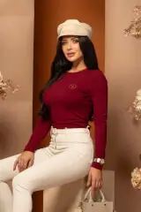 Flawless Flow Блуза С Дълъг Ръкав - Burgundy - Изображение 6