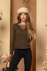 Urban Threads Пуловер От вълна - Khaki - Изображение 9