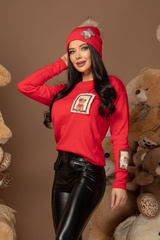 Bear hug Пуловер От Плетиво - Red - Изображение 8