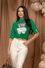 Charm Cuddle T-Shirt От Памук - Green - Изображение 10