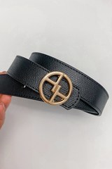 Alessa logo черен колан - тесен със златна тока - Изображение 2