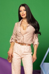 Small Circles, Big Checks Риза - Luxury Nude - Изображение 9