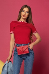 Message me First Блузка От Фино Плетиво - Червена - Изображение 11