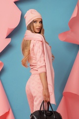 Alessa Лого Шал От Плетиво - Sweet Pink - Изображение 5
