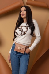 Alessa Luxury Logo Пуловер От Плетиво - Екрю - Изображение 8