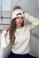 Cityscape Cozy Шапка От Плетиво С Естествено Пухче - Cream - Изображение 6