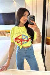 Summer Magic T-Shirt От Памук - Neon Yellow - Изображение 3