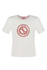 Alessa Red logo mini t-shirt - екрю - Изображение 9