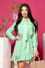 Dazzle Delight Ruffles Рокля С Подвижен Колан - Green - Изображение 12