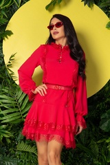 Mind Over Matter Рокля Ruffles - Red Lace - Изображение 5