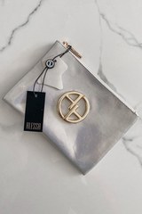Silver Satin Несесер от ест. кожа - малък - Изображение 2