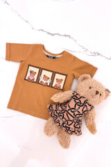 Bear Hug Mini T-Shirt От Памук - Mocha - Изображение 9