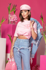Street Style Star T-Shirt От Памук - Light Pink - Изображение 7