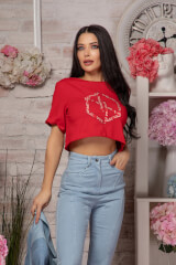 Love Your Way Къс T-Shirt От Памук - Luxury Red - Изображение 8