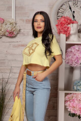 Love Your Way Къс T-Shirt От Памук - Luxury Yellow - Изображение 4