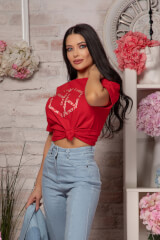 Love Your Way T-Shirt От Памук - Luxury Red - Изображение 9