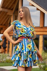 Keep on shining ruffles рокля - синьо - Изображение 3